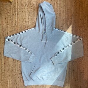 Adidas Light Gray Hoodie with Logo Trim - Small